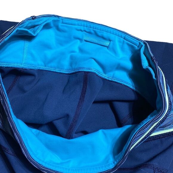 Lululemon leggings navy blue silky bottom colorful waistband 4 - Picture 7 of 8